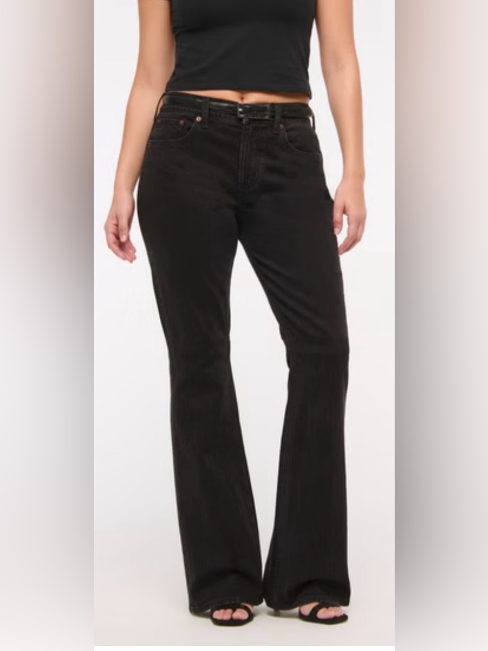 Abercrombie & Fitch Women's Curve Love The Boot Cut Mid-Rise Jeans - Black